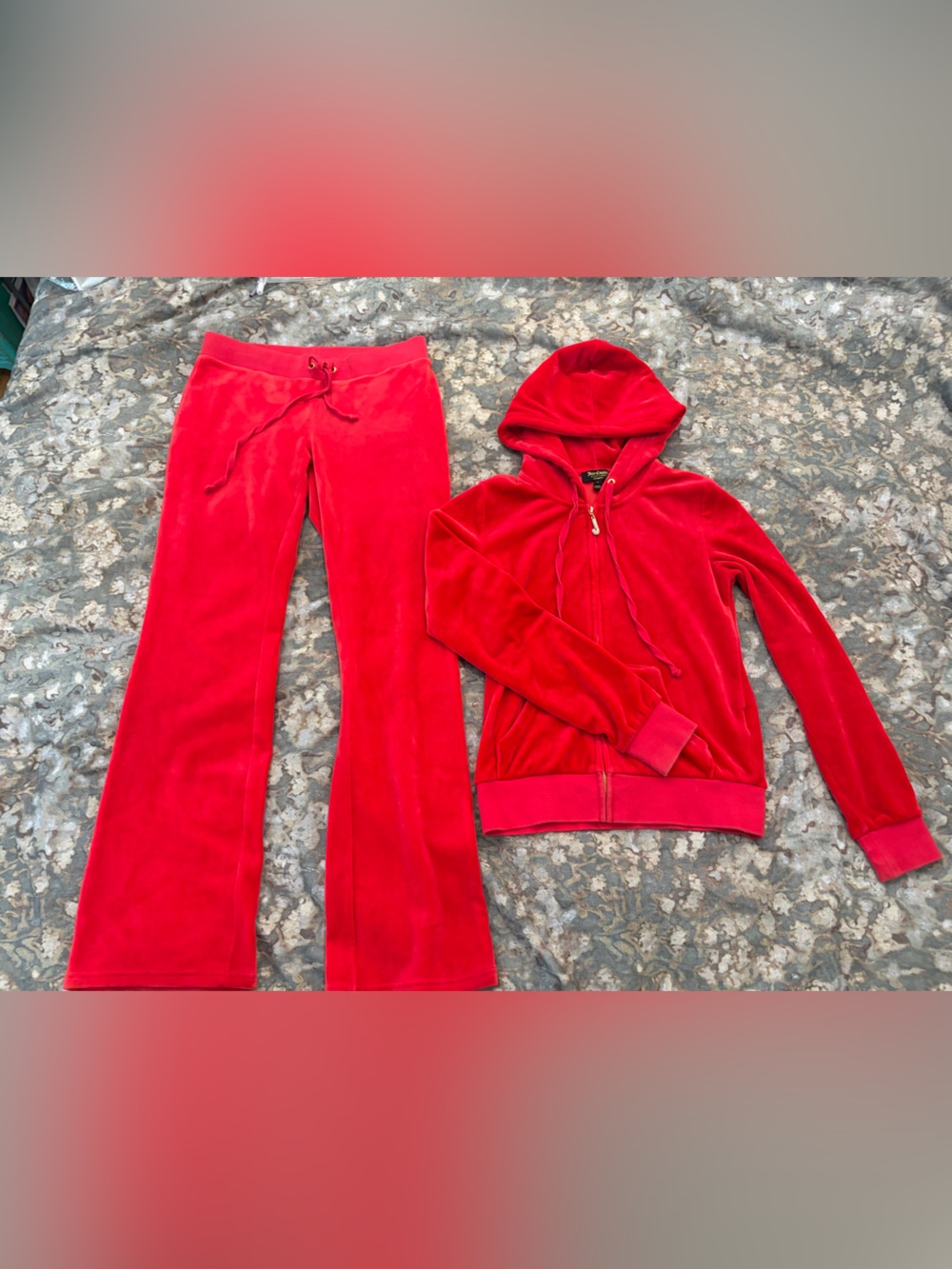 Juicy Couture Black Label Red Hoodie & Flare Pants Set